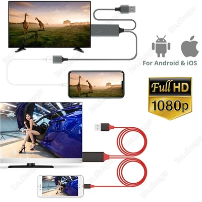 1080P HDMI Mirroring AV Cable TV HDTV Adapter Cord for iPhone iPad Android Phone - Image 1 of 4