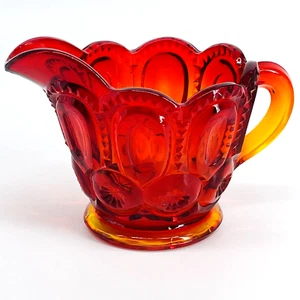 Vintage Mid Century L.E. SMITH AMBERINA ROTER MOND & STERNE KUNSTGLAS SAHNEKÄNNCHEN - MCM - Bild 1 von 10