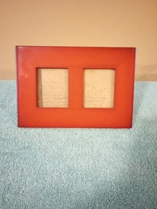 RED WOOD DOUBLE PICTURE PHOTO FRAME!!  - Picture 1 of 5