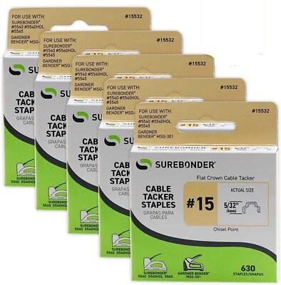 Grapas grapadoras de cable corona plana Surebonder 15532 630 unidades # 15 - Paquete de 5 Foto 1 de 3