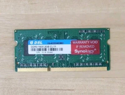 Genuine Synology Memory Module 2GB DDR3-1600 03-402G853B0  CL11 SODIMM - Image 1 of 2
