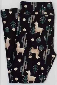 OS LuLaRoe Leggings Llama Cactus Alpaca Succulent on Dark Navy NEW 604004 - Picture 1 of 4