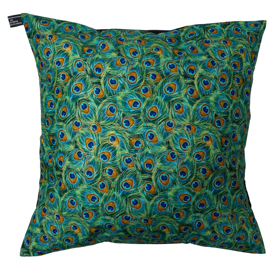 Peacock Eye Feather Designer Cushion Cover Case fits 18"x18" 100% Cotton Fabric - Image 1 of 1