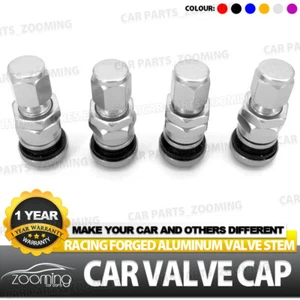 4x UNIVERSAL SILVER FORGED ALUMINUM VALVE STEM CAPS WHEELS RIMS FOR VOLK RACING - Picture 1 of 7
