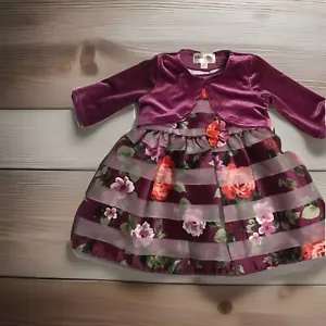 Mia & Mimi Baby Girls' Print Shadow Striped Dress with Shrug -6-9M. 3 Piece Bold - Picture 1 of 12