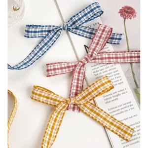 Wave Edge Double Face Gingham Checkered Ribbon - 1.5cm*10 Yards Reel - Picture 1 of 13