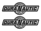 Two DuraNautic Boat Vintage Stickers. Brushed Metal Style