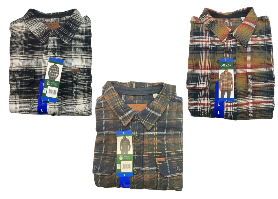 Orvis Men’s Long Sleeve Heavy Weight Flannel Plaid Button Up Shirts 100% Cotton - Image 1 of 1
