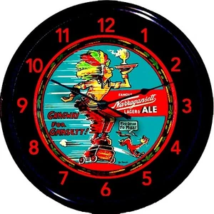Bandeja de cerveza Narragansett Chief Gansett reloj de pared Cranston RI hombre cueva - Imagen 1 de 1
