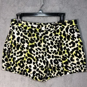 Pantalones Cortos Para Mujer Madison Animal Estampado Leopardo Lino Talla 8 Negro Blanco Verde Lima - Imagen 1 de 6