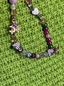 Handmade “F*** AI” Grape Themed Beaded Keychain Ver. B - Picture 1 of 12