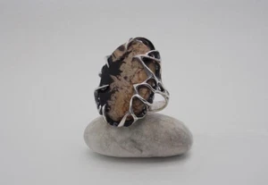 Handmade New Silver Ring Xylolite Stone Wood 925 Sterling Silver Covered patina - Picture 1 of 4