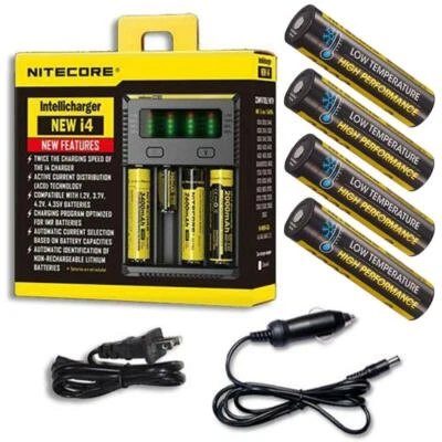 NiteCore IntelliCharger i4 - 2016 version w/ 4x NL1829LTHP Batteries - Image 1 of 4