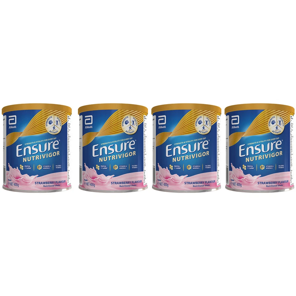 Ensure Nutrivigor Shake Strawberry Flavour 400g x 4 Nutritional Drink for