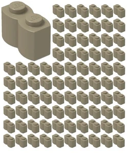 ☀️100x NEW LEGO 1x2 Dark TAN Modified LOG Bricks #30136 BULK Parts Pieces - Picture 1 of 2