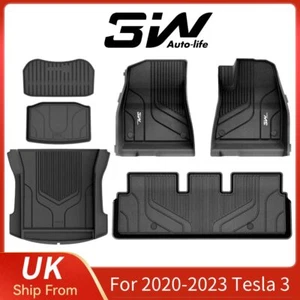 3W TPE Floor mats For 2020-2023 Tesla Model 3 All Weather Custom Fit Car Liner - Picture 1 of 8