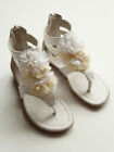 Deux Par Deux NWT Sandals White Leather Toddler Girls Gladiator Style