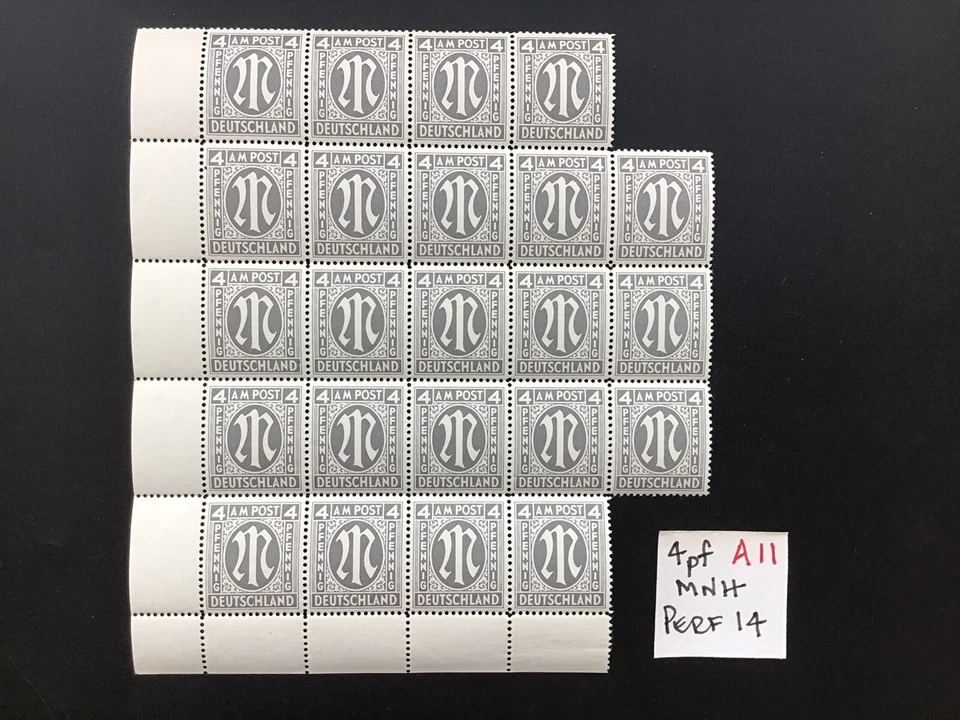 Germany 1945 MNH Brit & American Allied Military 23 4pf Type 1 Issues - Image 1 of 1