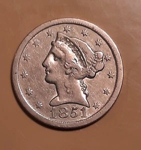 1851-O Liberty 5 $ Gold Half Eagle●RAR-KEY N.ORLEANS MINT●WENIGE GEPRÄGT! KOSTENLOSER VERSAND - Bild 1 von 4