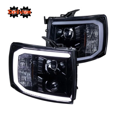 07-13 SILVERADO 1500 2500 3500 Lente Ahumada Proyecto Faros con Barra C LED DRL Foto 1 de 4