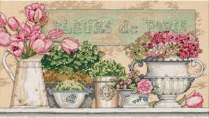 "Kit de punto de cruz contado dimensiones - Flores de París - 14""X8"" nuevo - Imagen 1 de 1