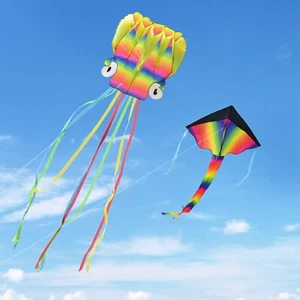 2 Pack Kites - Large Octopus/Rainbow Delta Kite for Kids & Adults - Picture 1 of 3
