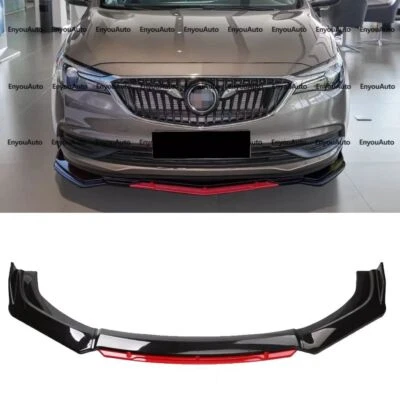 Universal Front Bumper Lip Spoiler Splitter Glossy Black Red For Buick Lacrosse Foto 1 de 4