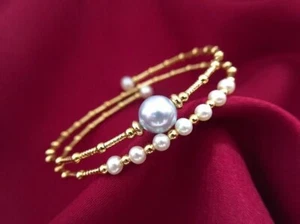 round genuine south sea gray white multicolor pearl bracelet - Picture 1 of 6