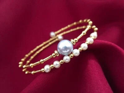 round genuine south sea gray white multicolor pearl bracelet - Image 1 of 4