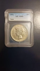 1921 Peace Dollar AU50 High Relief Key Coin With Best Offer & Free Ship see pic - Picture 1 of 2