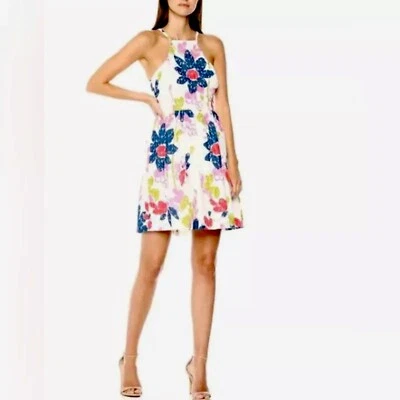 Trina Turk Dress Women Size 10 Petaluma Colorful Floral Lace Fit Flare Retro Mod - Image 1 of 4