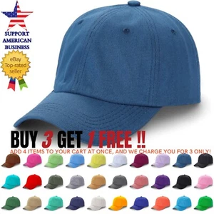 Cotton Baseball Cap Solid Dad Hat Buckle Adjustable Size Plain Visor Hats Women - Picture 1 of 81