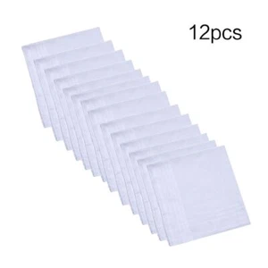 12Pcs Cotton Handkerchiefs Pure Hankies Jacquard Striped Pocket Square Towel DIY - Imagen 1 de 7