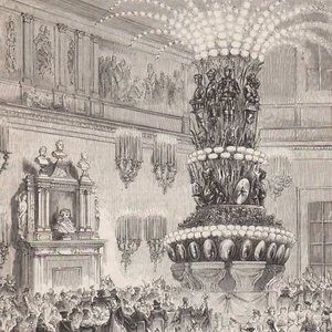 Bal donné par le Duc d'Aoste - Salle du banquet - - Gravure de presse 1870 - Picture 1 of 2