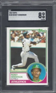 * 1983 Topps baseball card 180 Rickey Henderson Oakland A' s graded SGC 8 inv#88 - Picture 1 of 2