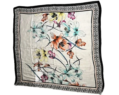 Chicos Nuevo Con Etiquetas Floral Cuadrado Bufanda Chal Envoltura Talla Única Negro Azul Verde De Gran Tamaño Foto 1 de 4