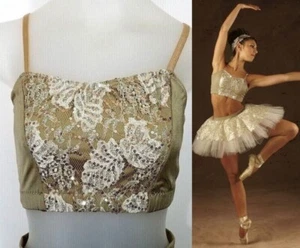 Mirage CROP TOP ONLY Adult X-Large Ballet Dance Costume CHINO w/ IVORY Lace - Picture 1 of 8