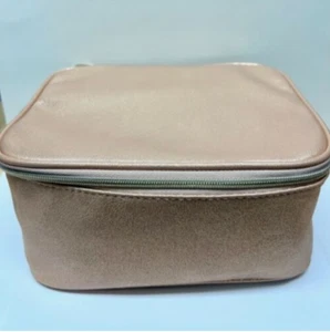 New Lancome Metallic Gold Softside Cosmetic Makeup Bag TRAIN CASE Free Ship - Picture 1 of 1