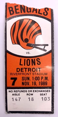 Boleto Barry Sanders 1989 Cincinnati Bengals vs Detroit Lions Foto 1 de 2