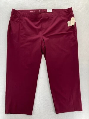 St Johns Bay Pants Women's Plus 5X Deep Ruby Red Stretch Fabric Straight Leg NWT - Image 1 of 4