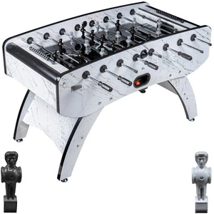 Fußball Tischkicker Premium Weiß Glasspielfeld Figuren Schwarz Grau 80kg - Bild 1 von 10