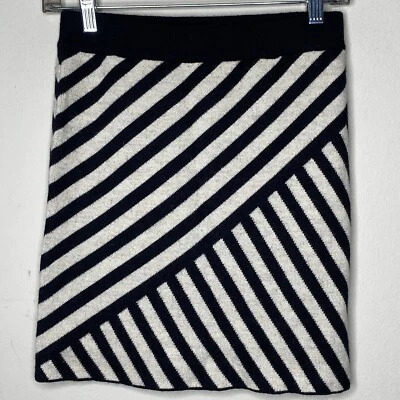 Minifalda Suéter Cynthia Rowley Mujer XS Negro Blanco Rayas Angulares Lana Foto 1 de 4