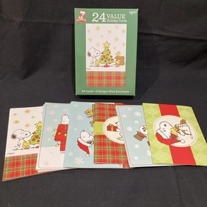 Hallmark Peanuts Snoopy Woodstock 24 Christmas Cards Boxed Set New Complete - Picture 1 of 16