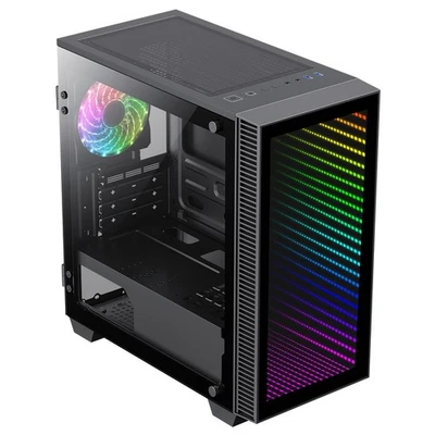 GameMax Abyss Mini Micro ATX Gaming PC Case ARGB LED Fan Tempered Glass mATX - Image 1 of 4