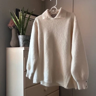 Suéter De Colección Evan Picono Lana de Cordero Angora Marfil Cuello Mujeres S Pequeño Suave Niña Foto 1 de 4