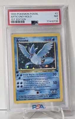 1999 Articuno #2/62 1st Edition Holo Foil Rare WOTC Pokémon Fossil PSA 7 - Image 1 of 2