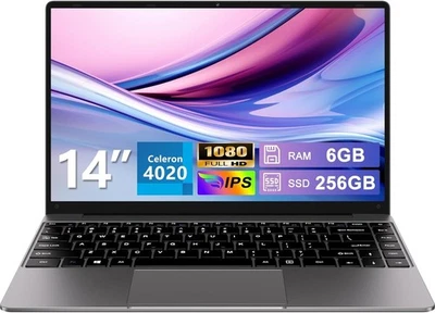 HUQPPQ 14 Inch Laptop Celeron N4020 Processor 6GB RAM 256GB, Gray - Image 1 of 4