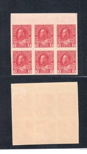 CANADA #138 3¢ CARMINE ADMIRAL IMPERFORATE BLOCL OF 6 MNH STAMPS - Picture 1 of 1