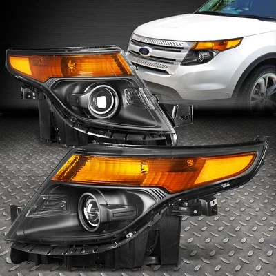 FOR 11-15 FORD EXPLORER BLACK HOUSING AMBER CORNER PROJECTOR HEADLIGHT HEADLAMP - Image 1 of 4