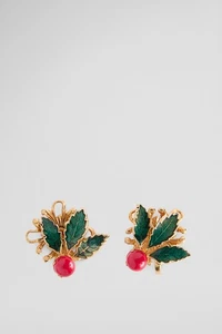 Vintage asymmetric Christmas earrings with gold accents - Foto 1 di 2